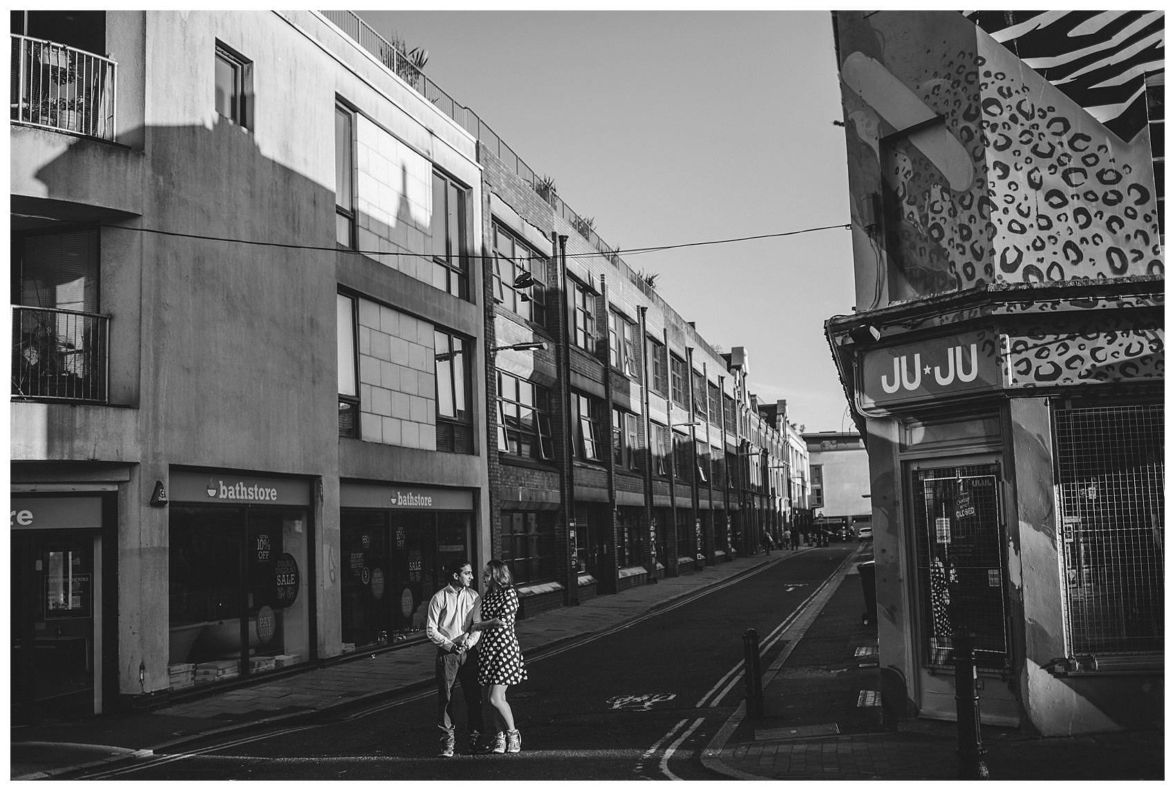 A chic urban Brighton pre wedding shoot