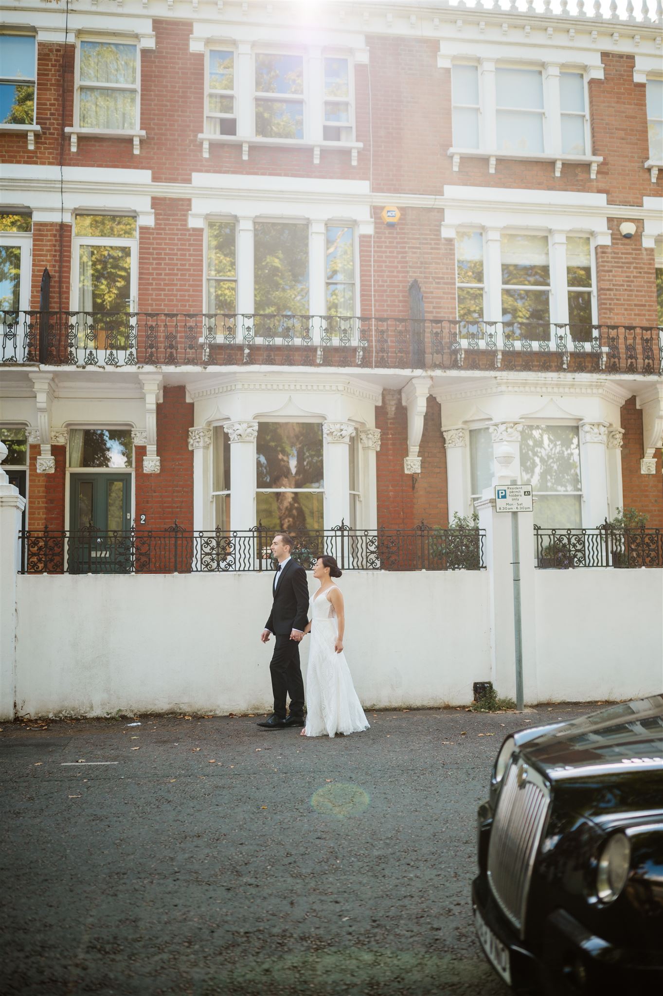 london wedding bride and groom and black cab