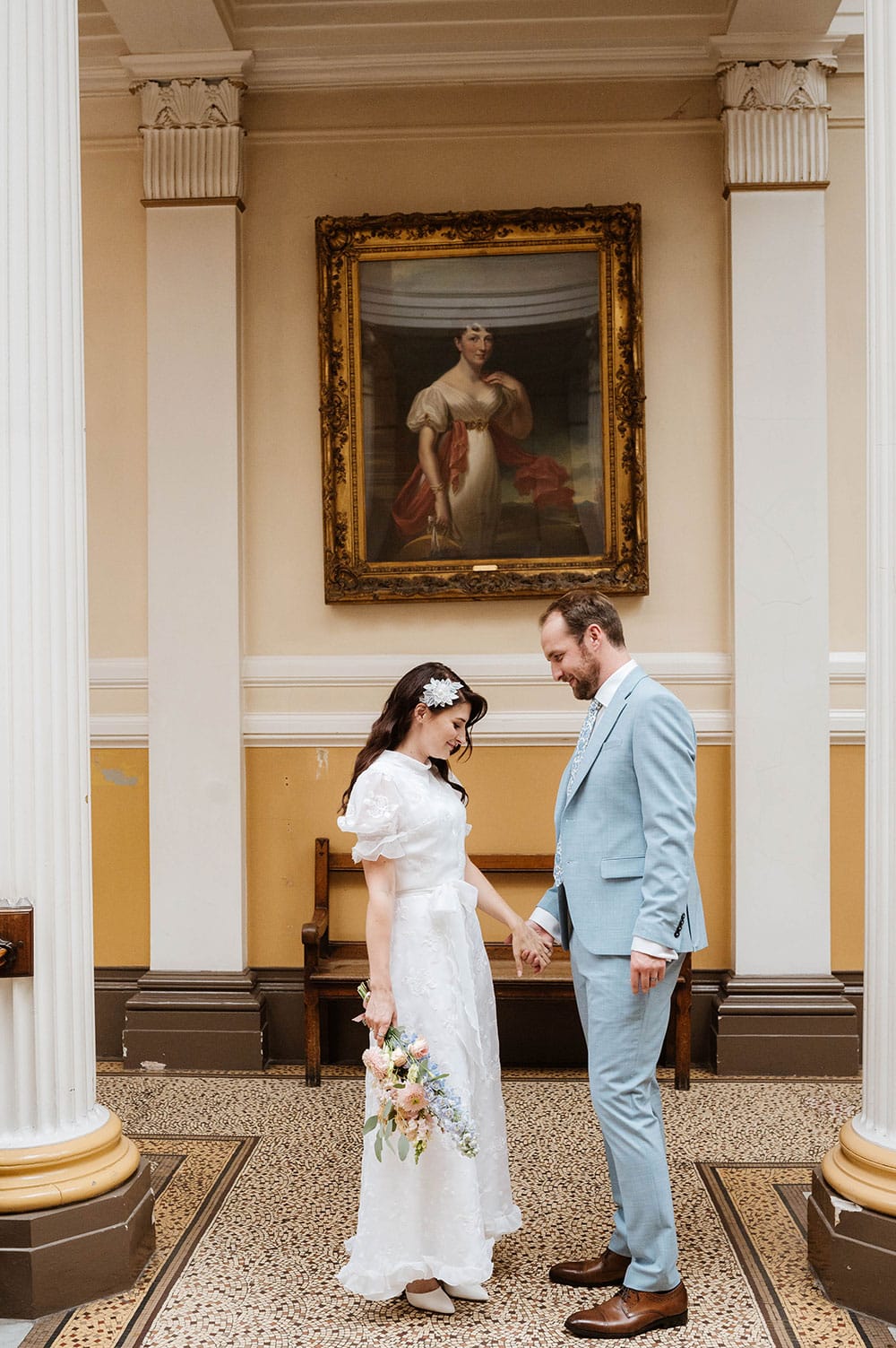 Brighton wedding photography. Bride and groom in brighton town Hall 